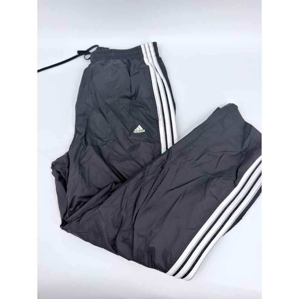 Adidas Track Pants Windbreaker Y2K Women Size Large Black White Three Stripes